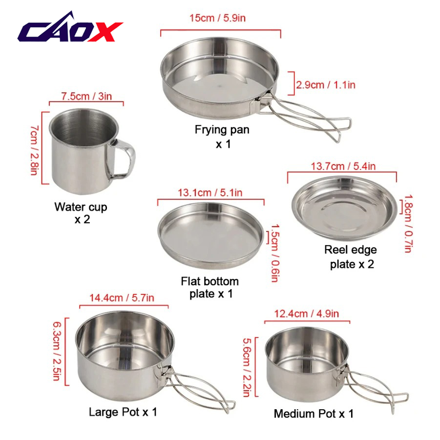 CAOX 8-teiliges Camping-Kochge – Camping Cooking Set Large Bewertung und Preis