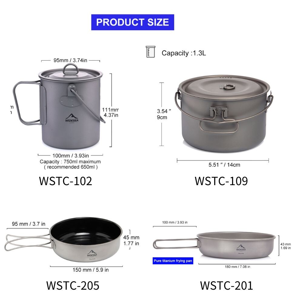 Wideea Camping Geschirr Titan  – Camping Cooking Set Large Bewertung und Preis