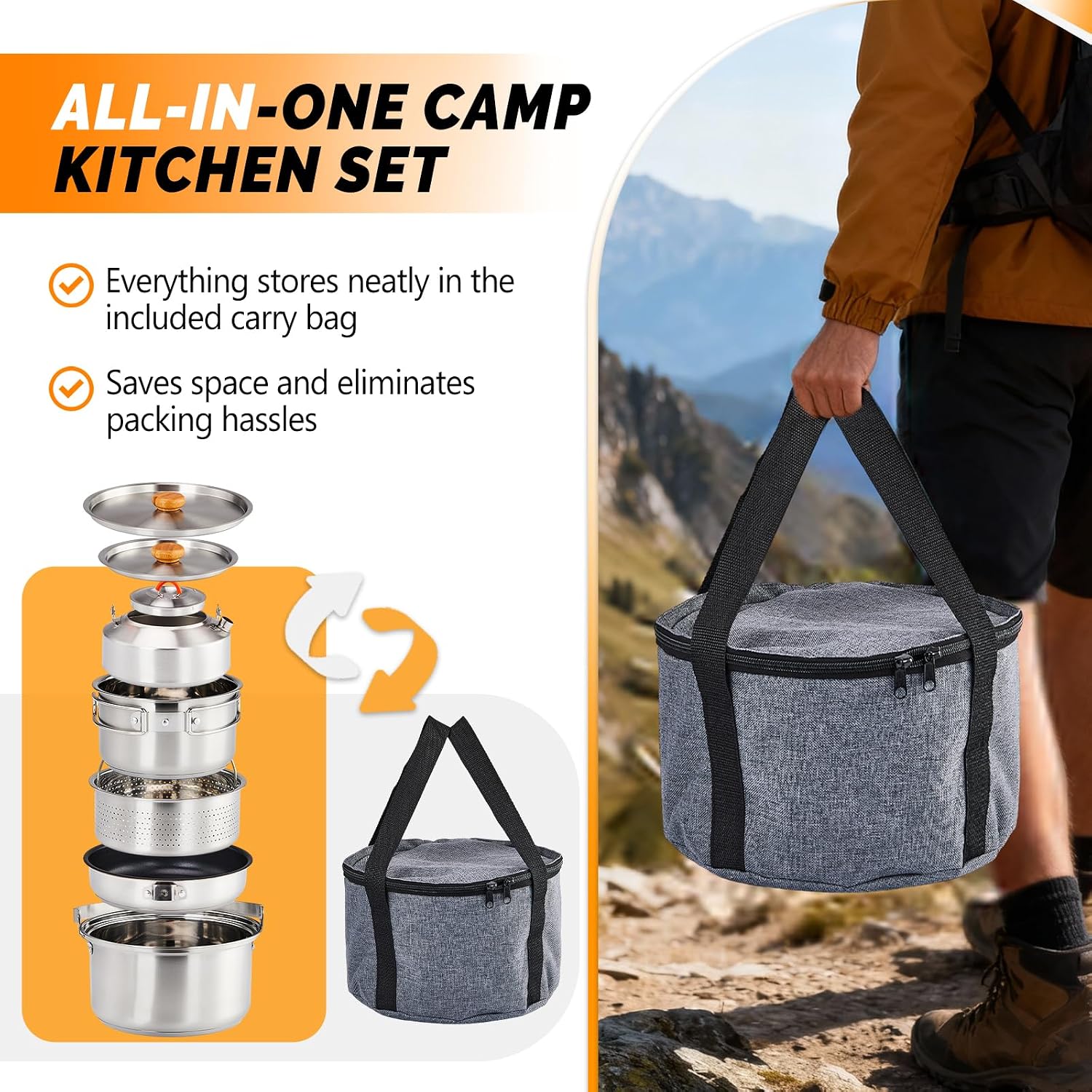 6-teiliges Kochgeschirr-Set, l – Camping Cooking Kettle Bewertung und Preis