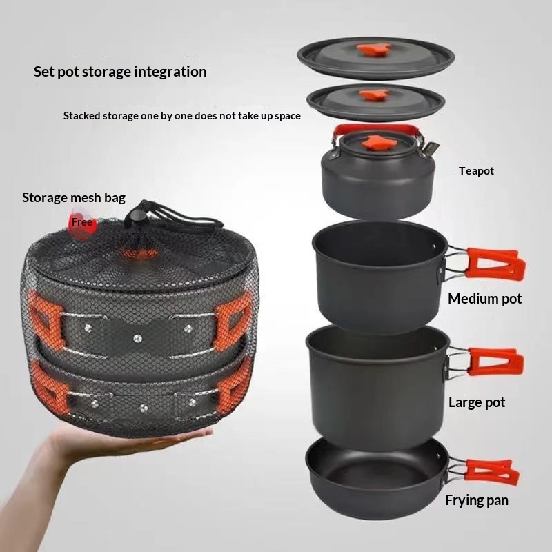 Tragbares Aluminium-Camping-Ko – Camping Cooking Set Large Bewertung und Preis